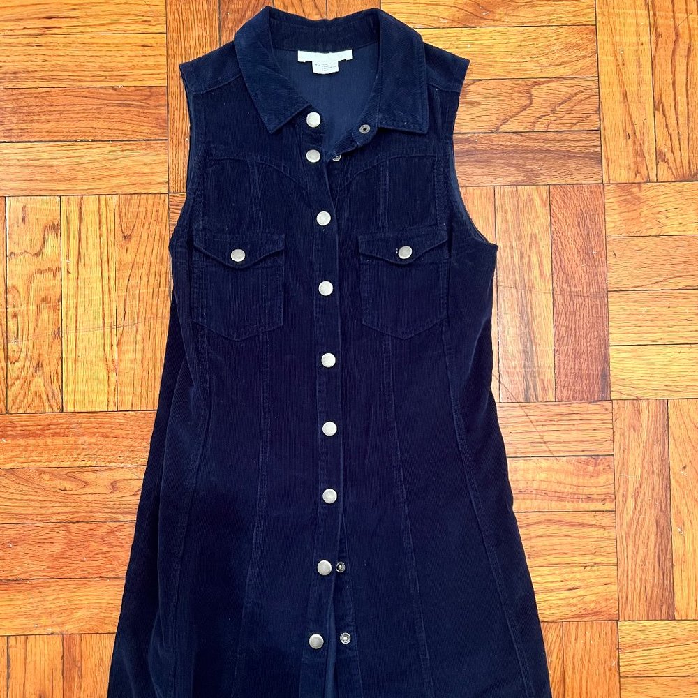 Navy Corduroy Button dress